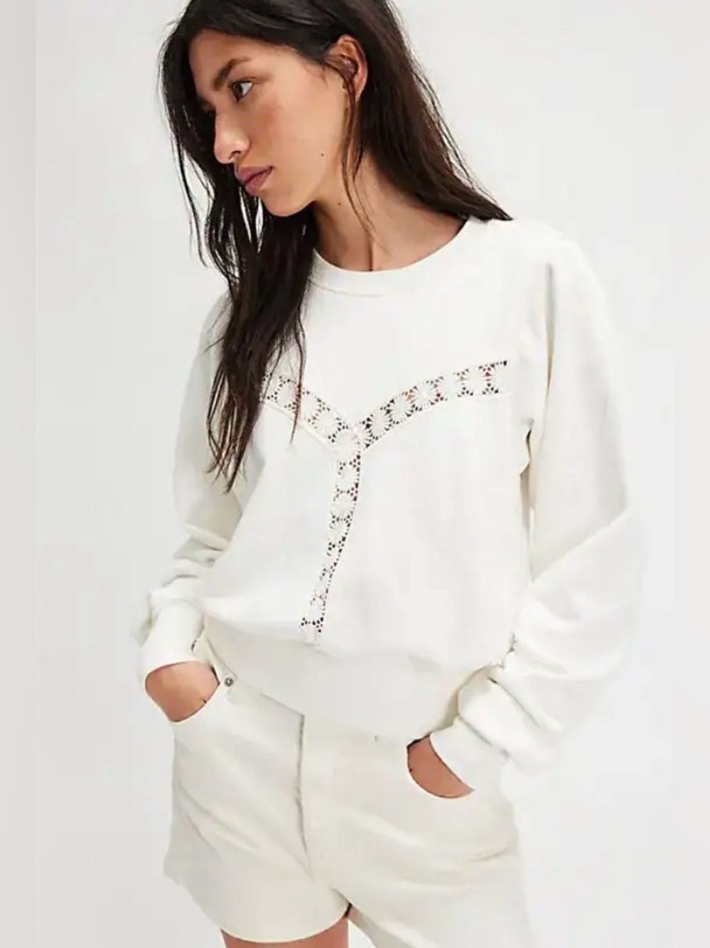 Free People Sweet Nashville Sweatshirt. NWT. Ivory